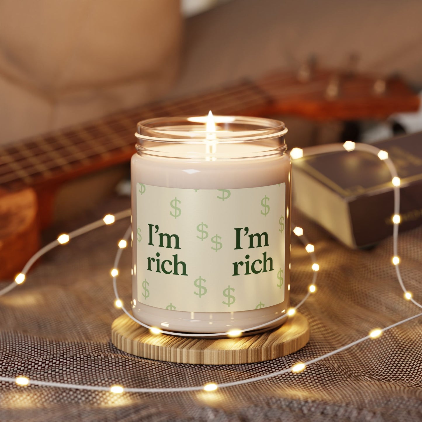 “I’m Rich” Scented Soy Candle — 9oz Motivational Money Glass Jar