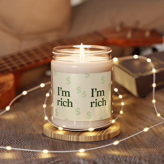 “I’m Rich” Scented Soy Candle — 9oz Motivational Money Glass Jar