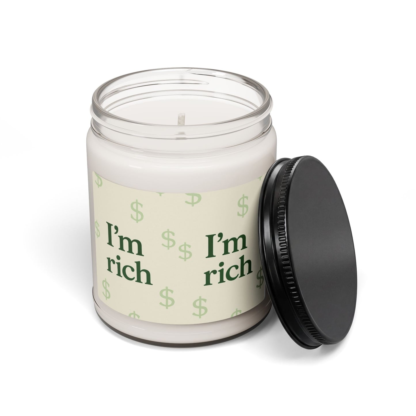 “I’m Rich” Scented Soy Candle — 9oz Motivational Money Glass Jar