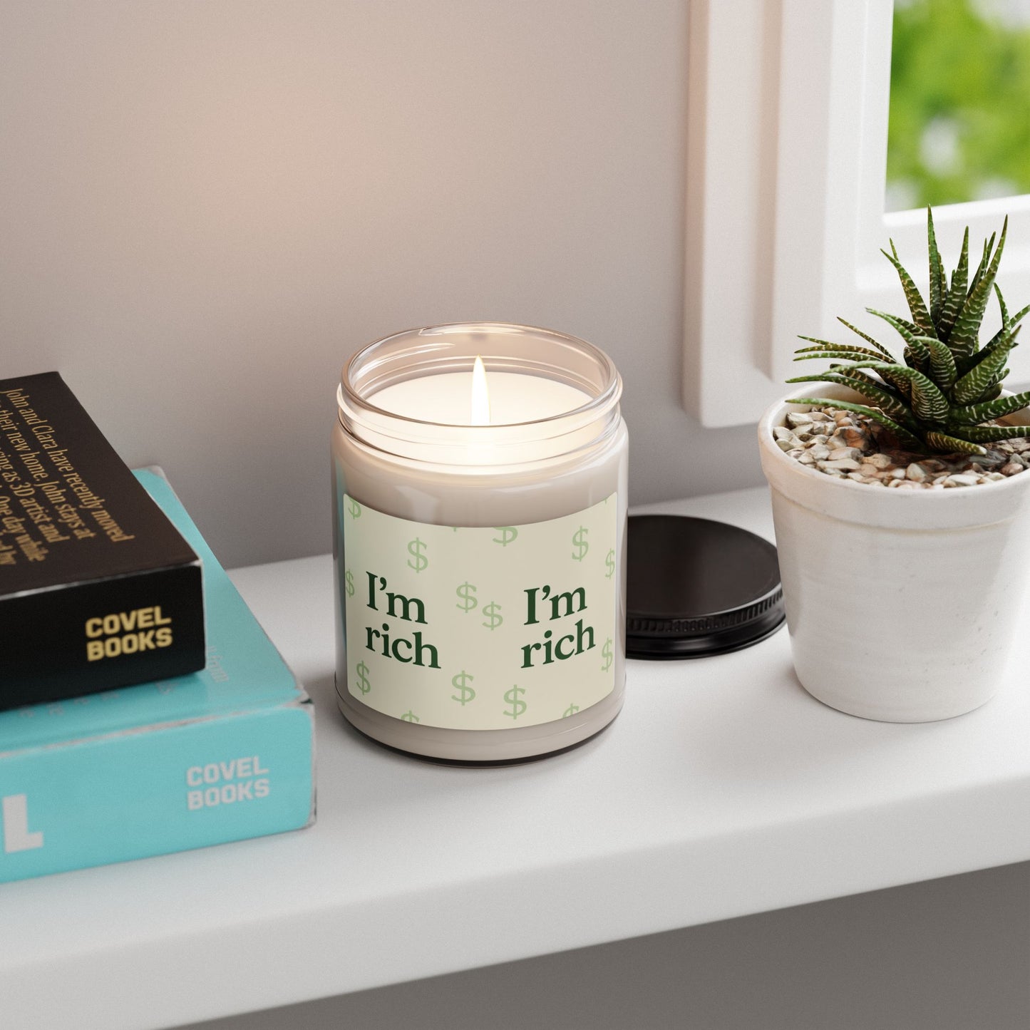 “I’m Rich” Scented Soy Candle — 9oz Motivational Money Glass Jar
