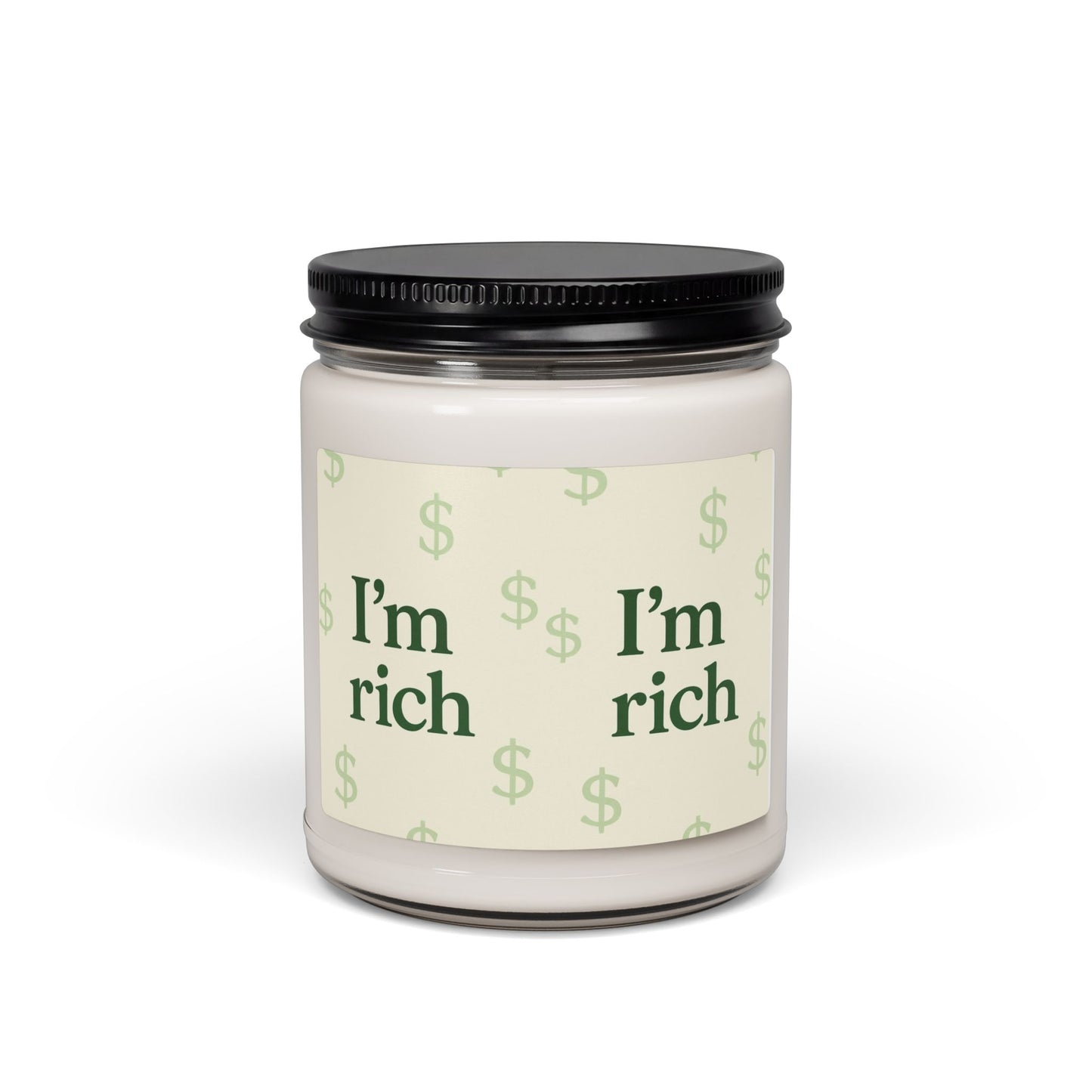 “I’m Rich” Scented Soy Candle — 9oz Motivational Money Glass Jar